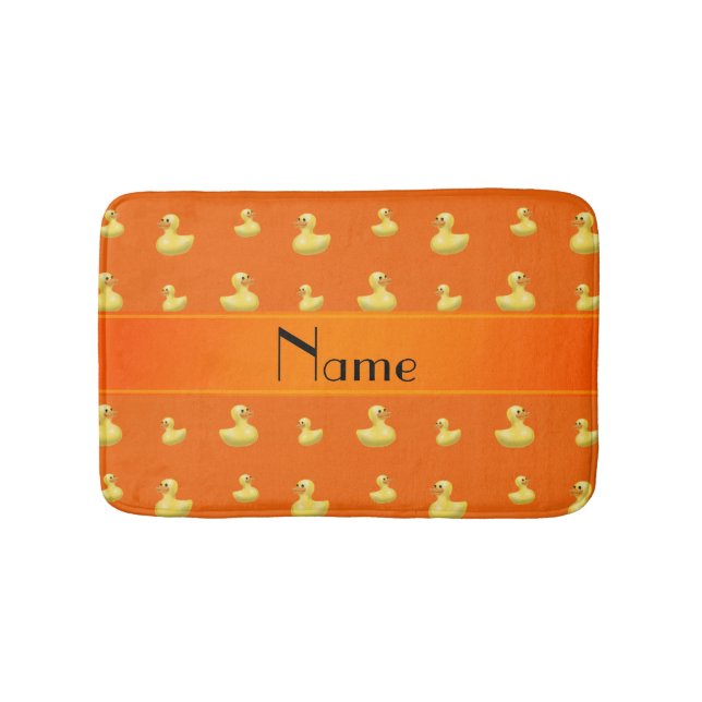 Personalized name orange rubber duck pattern bathroom mat (Front)