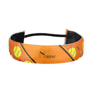 Personalized name orange softball pattern athletic headband