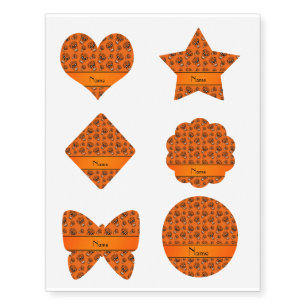 Personalized name orange sugar skulls temporary tattoos