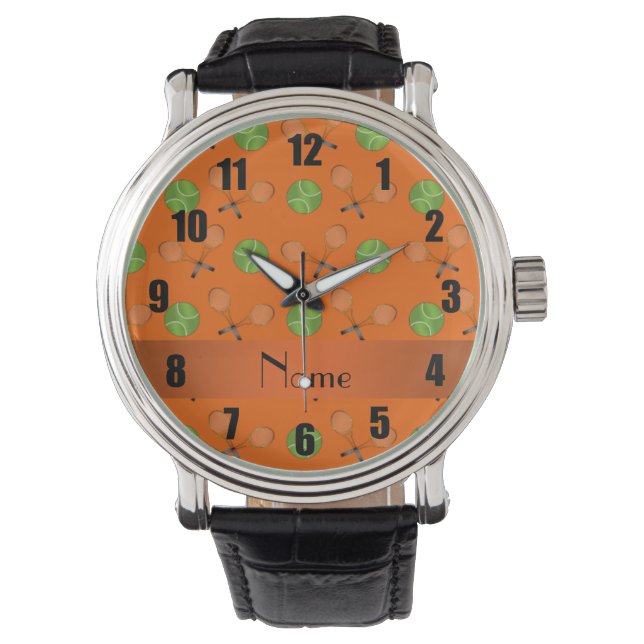 Personalized name orange tennis balls watch (Front)