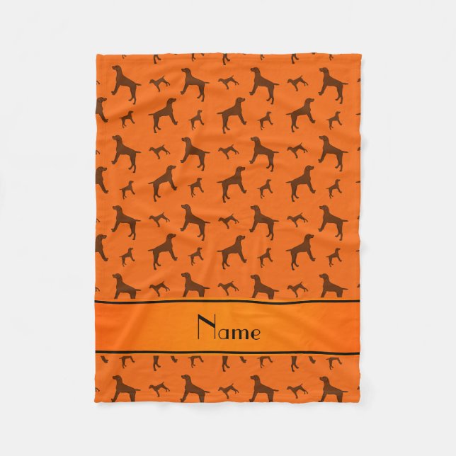 Personalized name orange Vizsla dogs Fleece Blanket (Front)