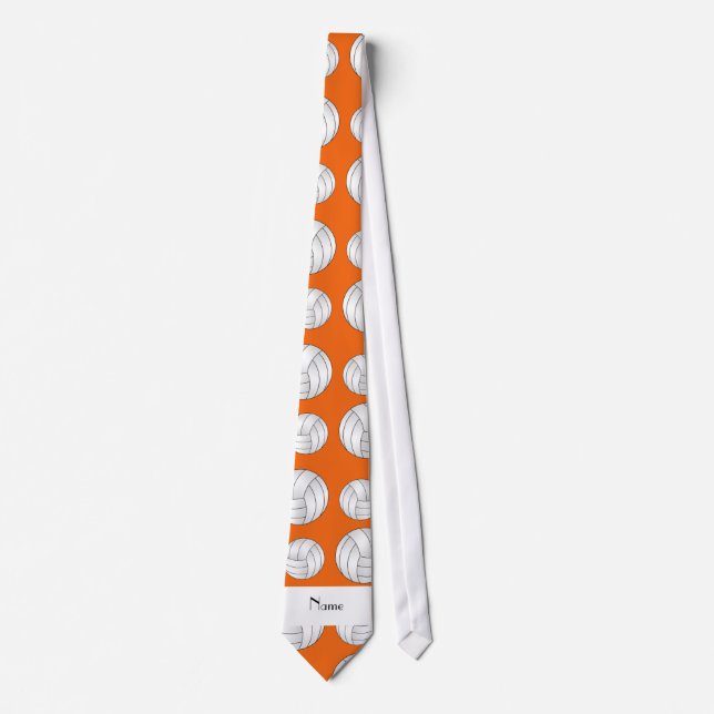 Personalized name orange volleyball balls tie (Front)