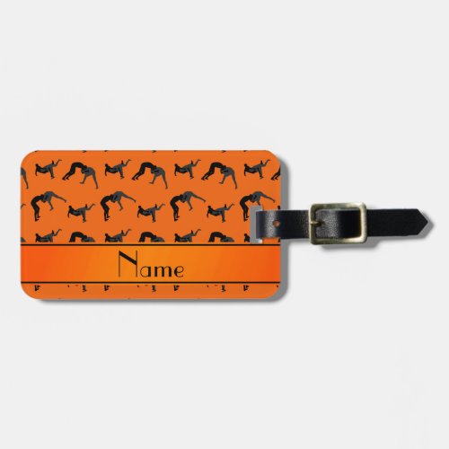 Personalized name orange wrestling silhouettes luggage tag