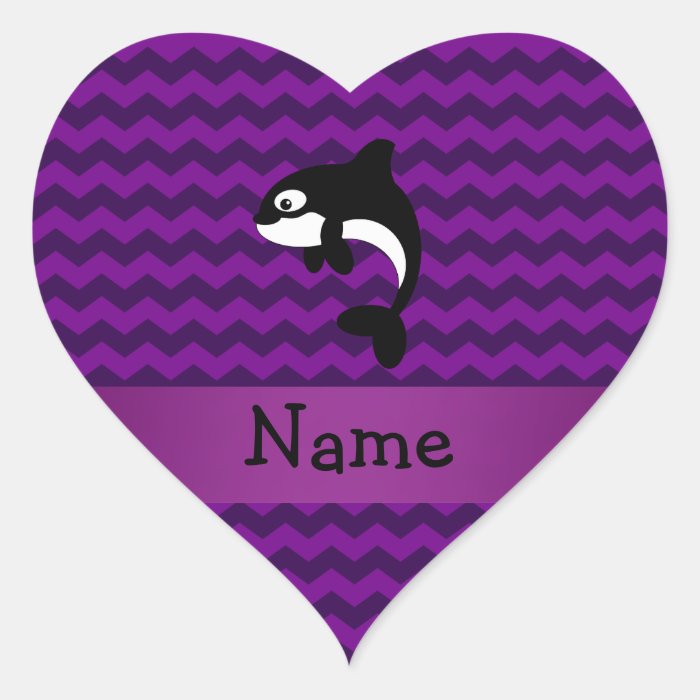 Personalized name orca whale purple chevrons sticker