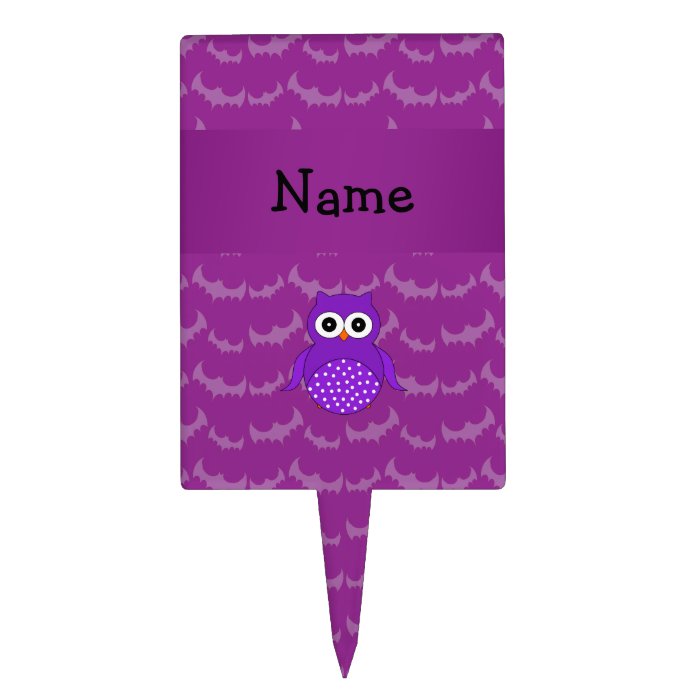 Personalized name owl purple bats cake topper