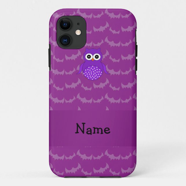 Personalized name owl purple bats Case-Mate iPhone case (Back)