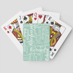 Personalized Name Pale Blue Poker Cards
