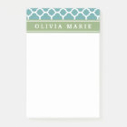 Personalized Name Pale Blue Quatrefoil Pattern