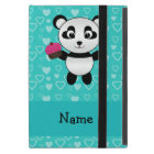 Personalized name panda cupcake turquoise hearts