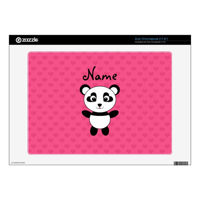 Personalized name panda pink hearts acer chromebook skin (Product)