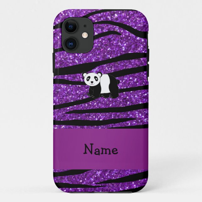 Personalized name panda purple glitter zebra Case-Mate iPhone case (Back)