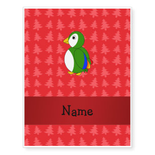 Personalized name parrot red christmas trees temporary tattoos