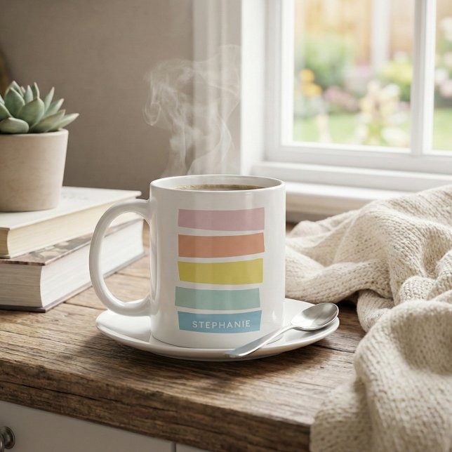 Personalized Name Pastel Geometric Simple Chic Coffee Mug (Creator Uploaded)