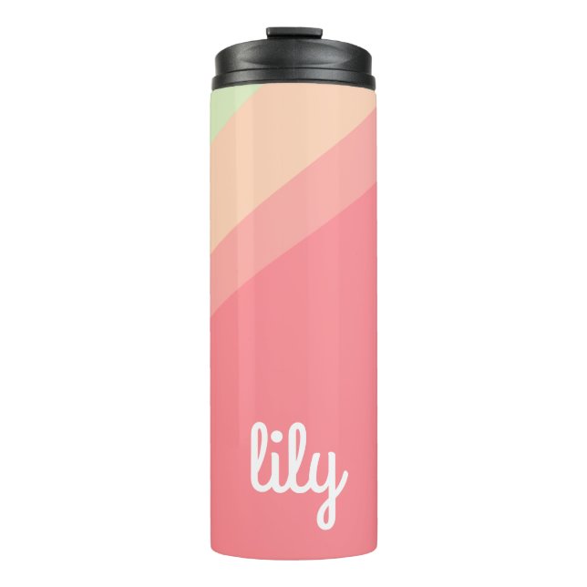 Personalized Name Pastel Rainbow Custom Gift Thermal Tumbler (Front)