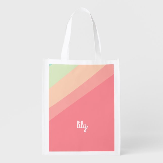 Personalized Name Pastel Rainbow Custom Gift Tote  (Front)