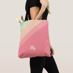 Personalized Name Pastel Rainbow Custom Gift Tote Bag