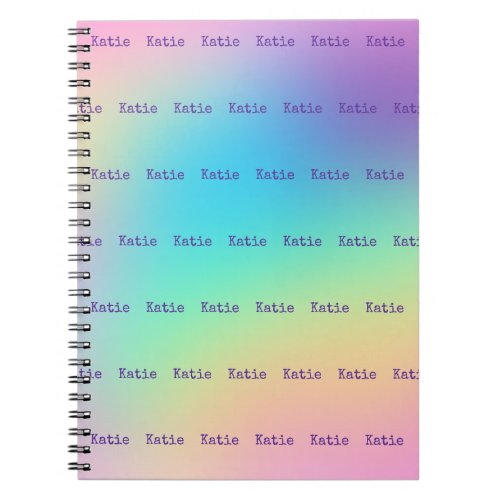 Personalized Name Pastel Rainbow Gradient Notebook