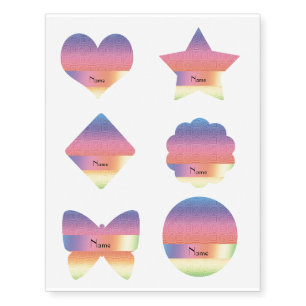 Personalized name pastel rainbow squares circles temporary tattoos