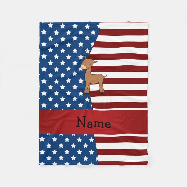 Personalized name Patriotic impala Fleece Blanket (Front)