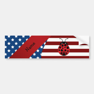 Personalized name Patriotic ladybug Bumper Sticker