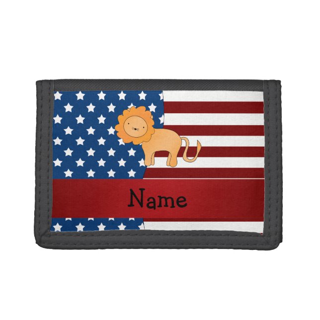 Personalized name Patriotic lion Wallet (Front)
