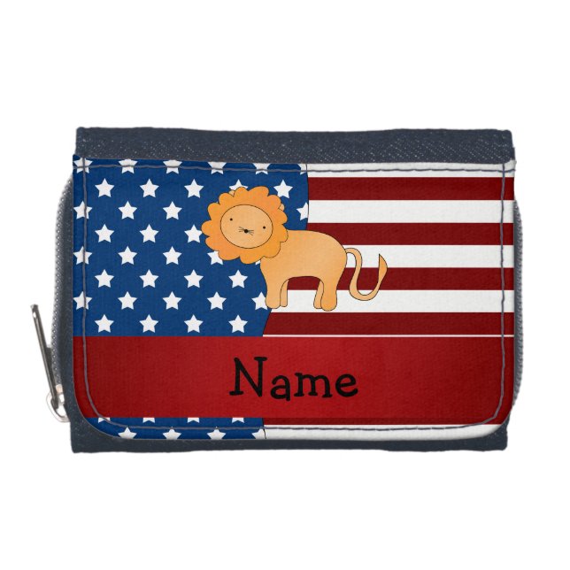 Personalized name Patriotic lion Wallet (Front)