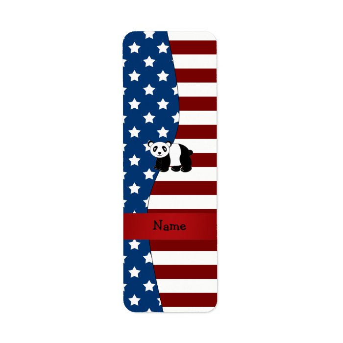 Personalized name Patriotic panda Custom Return Address Labels