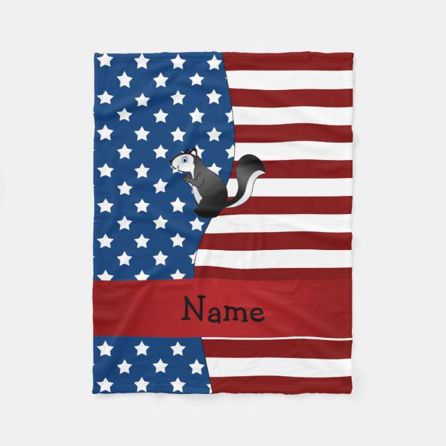 Personalized name Patriotic skunk Fleece Blanket (Front)