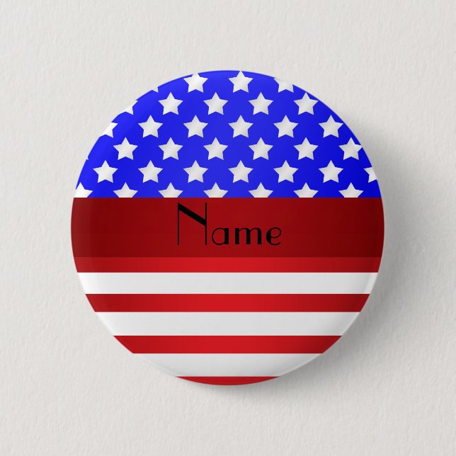 Personalized name patriotic stripes button (Front)