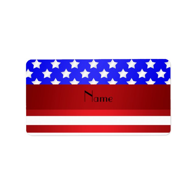 Personalized name patriotic stripes label (Front)