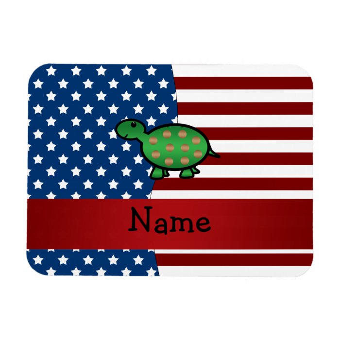 Personalized name Patriotic turtle Vinyl Magnet