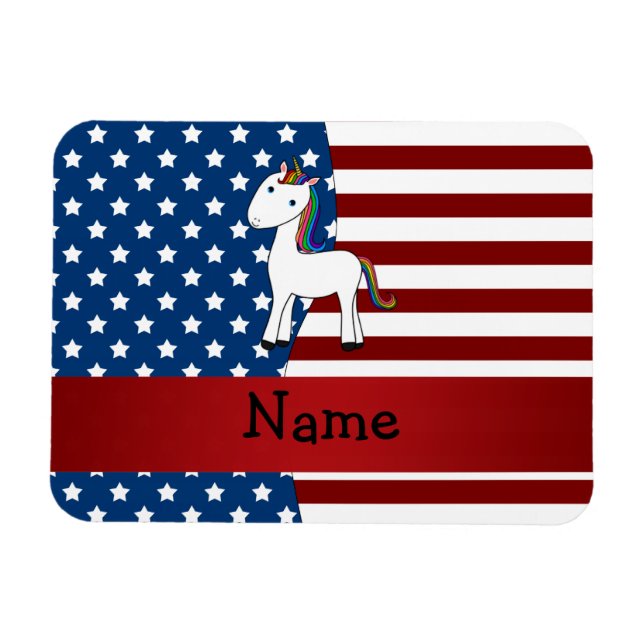 Personalized name Patriotic unicorn Magnet (Horizontal)