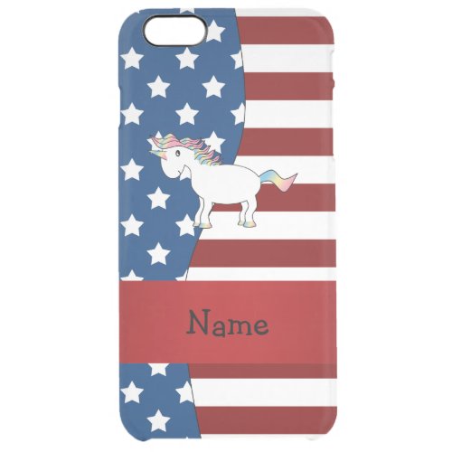 Personalized name Patriotic unicorn Clear iPhone 6 Plus Case