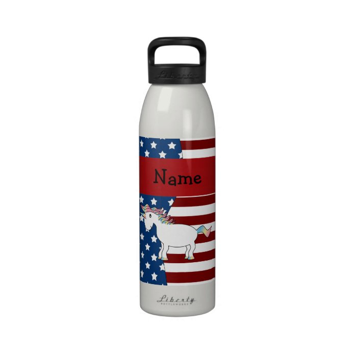 Personalized name Patriotic unicorn Drinking Bottles