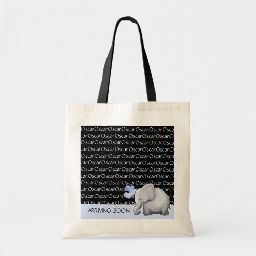 Personalized Name Pattern Baby Elephant Maternity Tote Bag