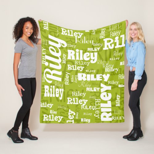  Personalized Name Pattern Chartreuse Fleece Blanket