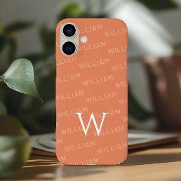 Personalized name patterned, Simple Monogram iPhone 16 Plus Case