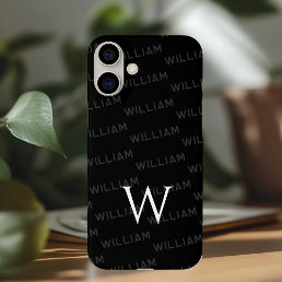 Personalized name patterned, Simple Monogram iPhone 16 Plus Case