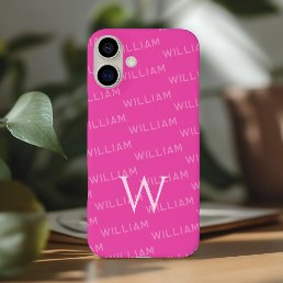 Personalized name patterned, Simple Monogram iPhone 16 Plus Case