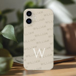 Personalized name patterned, Simple Monogram iPhone 16 Plus Case<br><div class="desc">This sleek iPhone 16 case offers a refined monogram pattern with a modern, minimalist touch. The design highlights your name in a clean, simple font, creating a personalized and stylish look. The first letter of your name is prominently displayed as a bold monogram, adding a touch of elegance to the...</div>