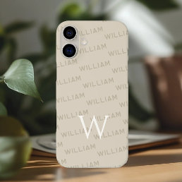 Personalized name patterned, Simple Monogram iPhone 16 Plus Case