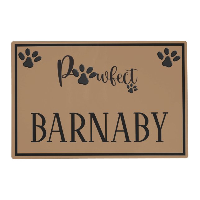 Personalized Name Pawprint Stylish Dog Placemat (Front)