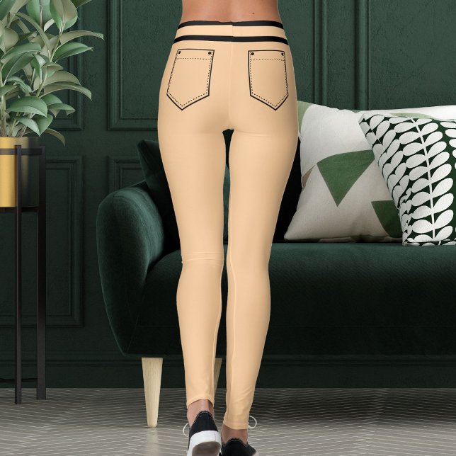 Personalized Name Peach And Black Stripes Fun Gift Leggings (Creator Uploaded)