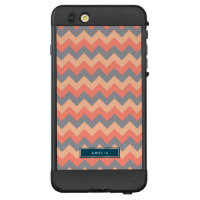 Personalized Name Peach and Gray Chevron LifeProof NÜÜD iPhone 6 Plus Case