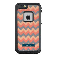 Personalized Name Peach and Grey Chevron LifeProof FRĒ iPhone 6/6s Case
