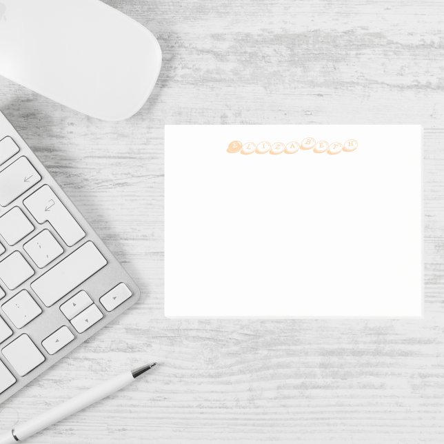 Personalized Name Peach Bubble Letter Post-it Notes (Creator Uploaded)