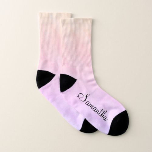 Personalized Name Peach Purple Socks