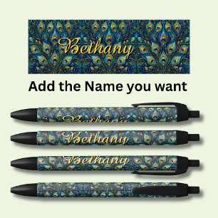 Personalized Name Peacock Feathers Pen