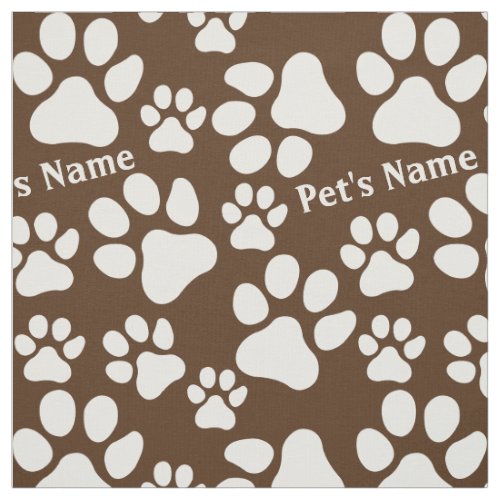 Personalized Name Ped Dog Paw Print Brown Pattern Fabric