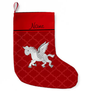 Personalized name pegasus red moroccan small christmas stocking
